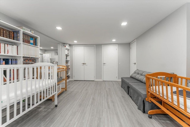 bedroom featuring wood-type flooring