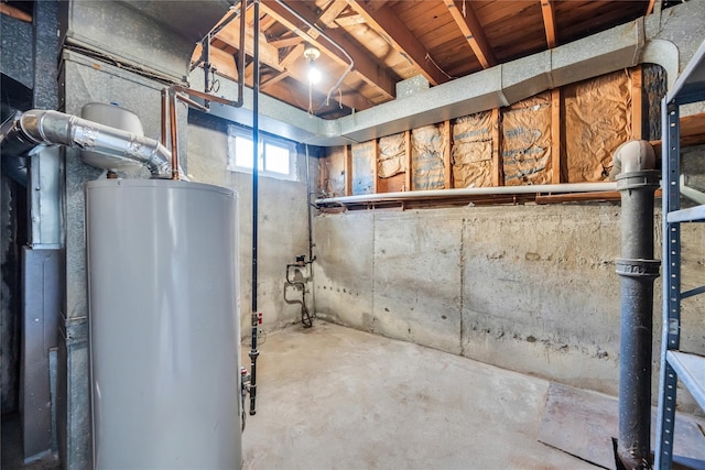 basement with gas water heater