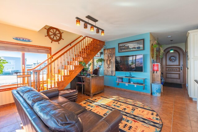 49 Bayview Ave W, Lindenhurst, NY 11757 - tiled living room with stairs