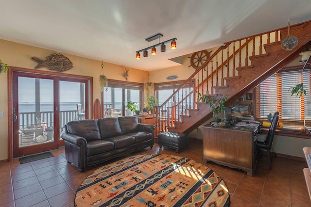 49 Bayview Ave W, Lindenhurst, NY 11757 - tiled living room with stairway