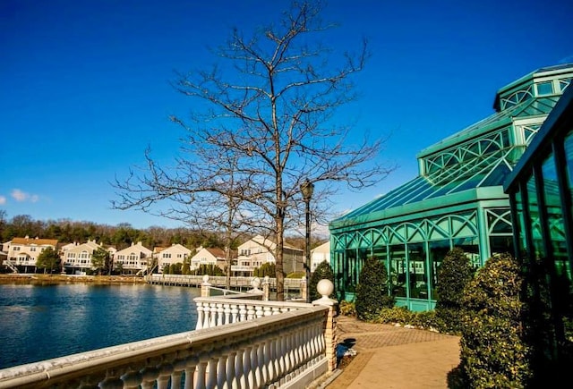 deck with a water view