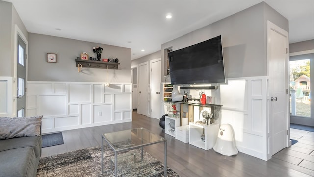 living room with hardwood / wood-style floors