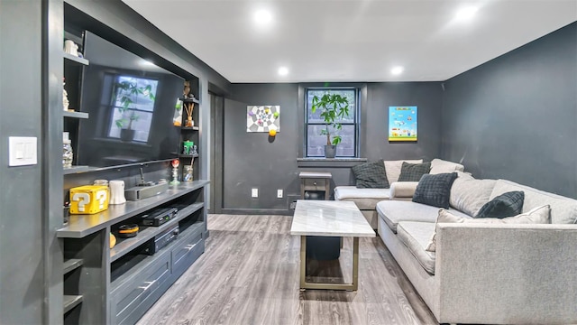 living room with hardwood / wood-style flooring