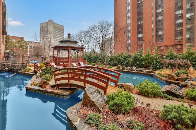 view of pool featuring a gazebo