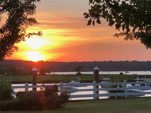 property view of water with fence