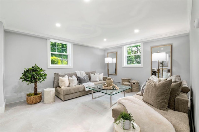 8 Fairway Pl, Cold Spring Harbor, NY 11724 - living room with recessed lighting and ornamental molding