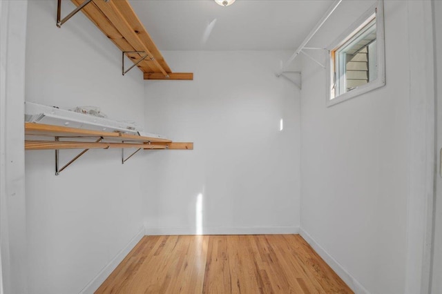 spacious closet featuring light hardwood / wood-style flooring