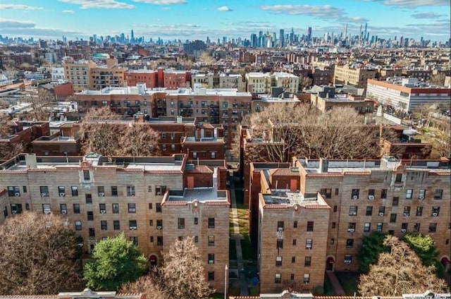 bird's eye view with a city view