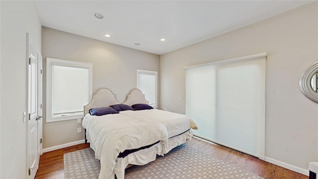 bedroom with light wood-type flooring