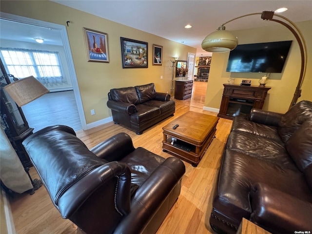 living room with wood-type flooring