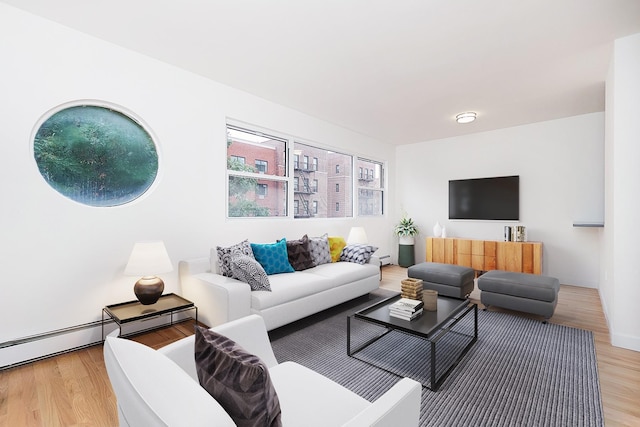 living room featuring light hardwood / wood-style floors