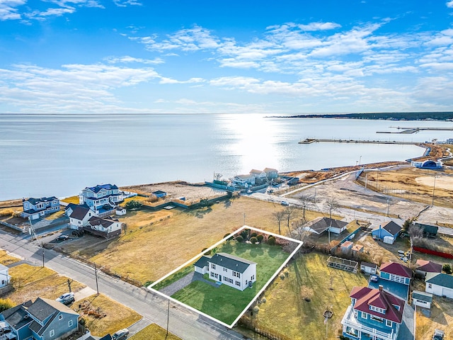 bird's eye view featuring a water view