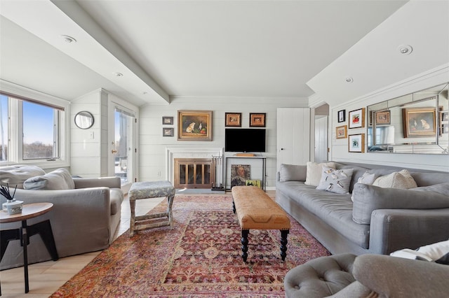 living room with light hardwood / wood-style floors