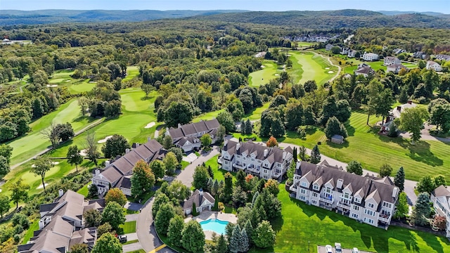 bird's eye view featuring a residential view and golf course view