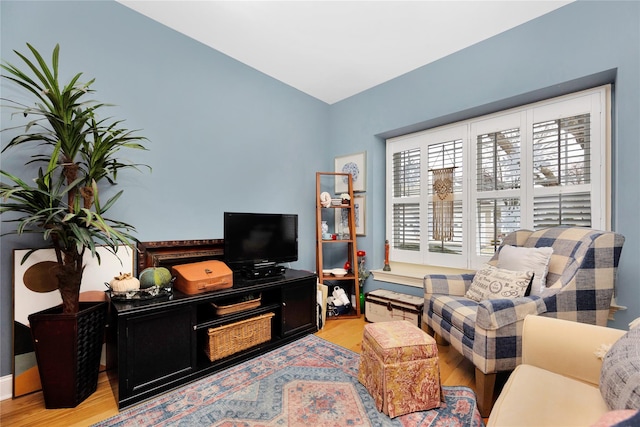 living room featuring light wood-type flooring