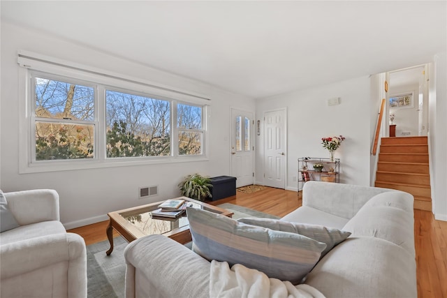 living room featuring light hardwood / wood-style floors