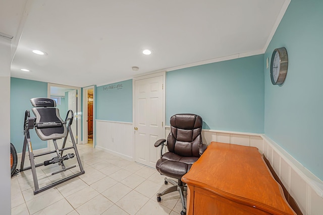 view of tiled office space