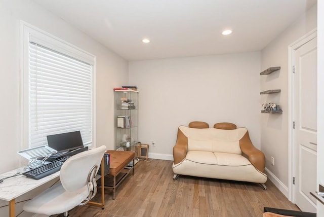 office featuring light wood-type flooring