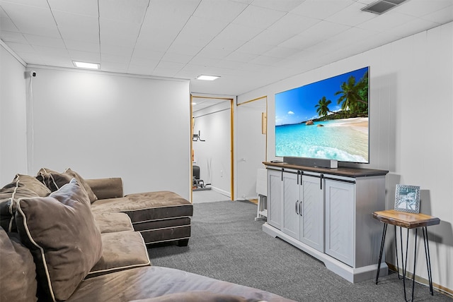 carpeted living room with visible vents