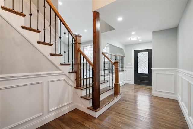 foyer with hardwood / wood-style flooring