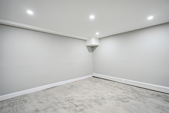 basement with baseboard heating