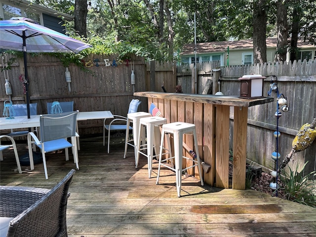 47 Woodcliff Trl, Baiting Hollow, NY 11933 - wooden deck with a bar