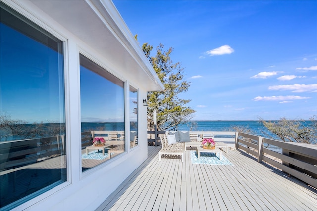 deck with a water view