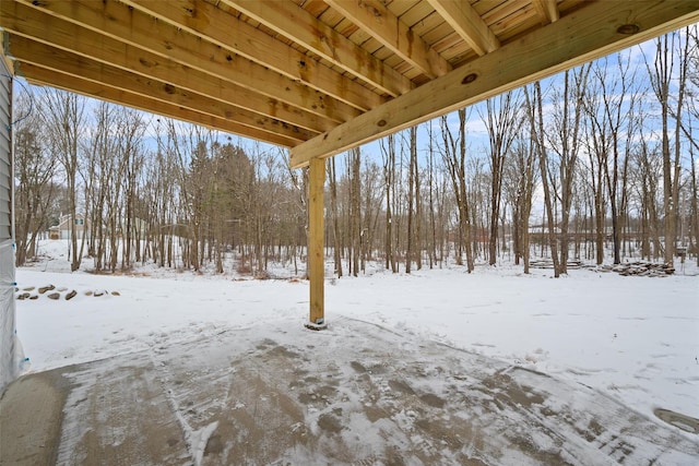 view of yard covered in snow