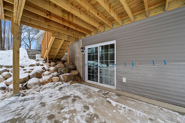 view of snow covered patio