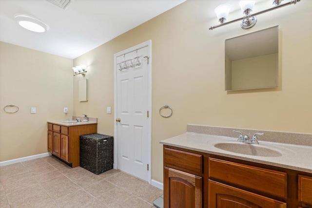 6 W Causeway, Cortlandt Manor, NY 10567 - bathroom featuring a sink, baseboards, visible vents, and two vanities