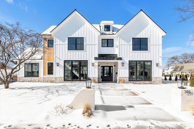 modern farmhouse with french doors