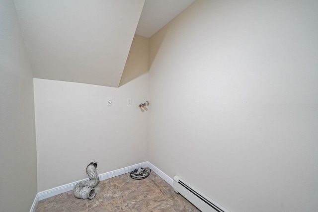 laundry room featuring electric dryer hookup and a baseboard radiator