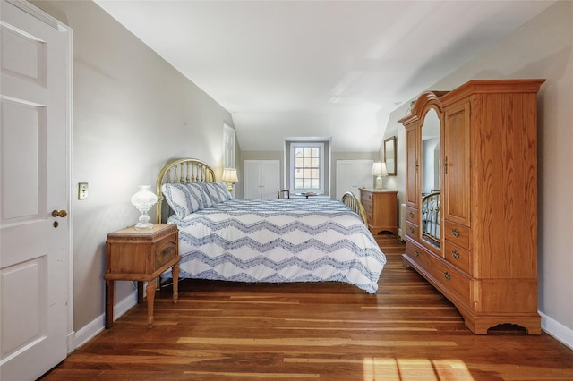 bedroom featuring dark hardwood / wood-style floors