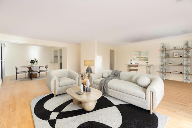 living room featuring light hardwood / wood-style floors