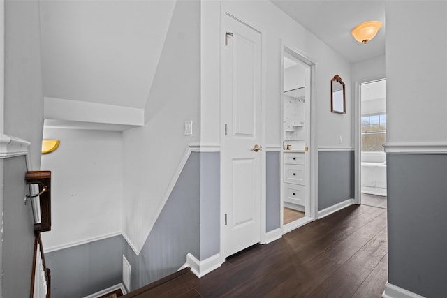 hall featuring dark hardwood / wood-style flooring