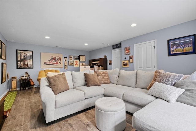 living room featuring wood-type flooring