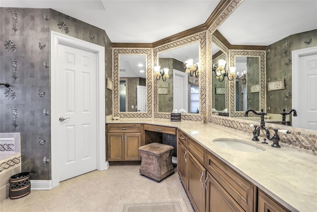 bathroom with tile patterned flooring and vanity