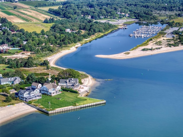 bird's eye view featuring a water view