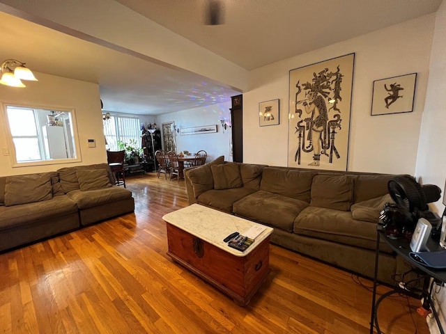 living area with wood finished floors