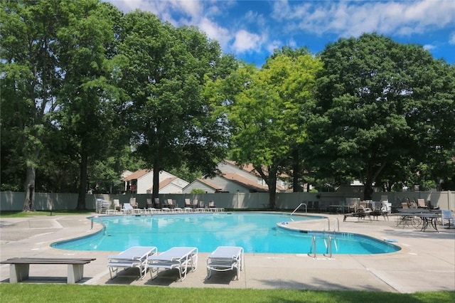 view of pool featuring a patio