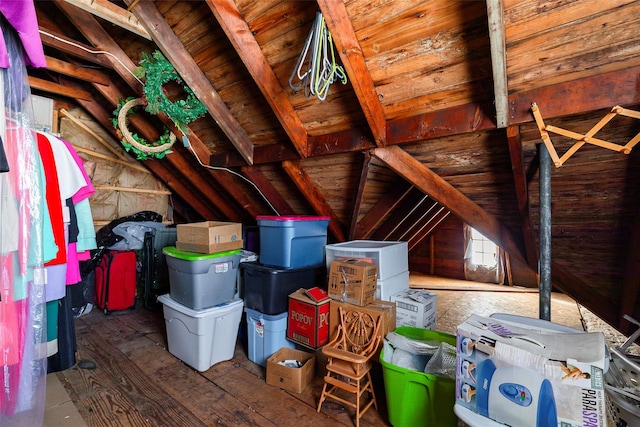 view of unfinished attic