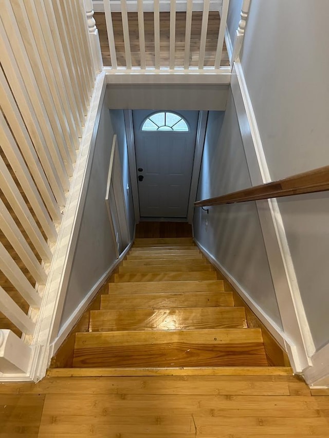 18806 Brinkerhoff Ave, Cambria Heights, NY 11412 - stairway with hardwood / wood-style floors
