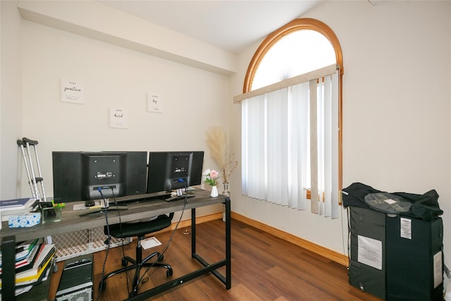 office space featuring hardwood / wood-style flooring