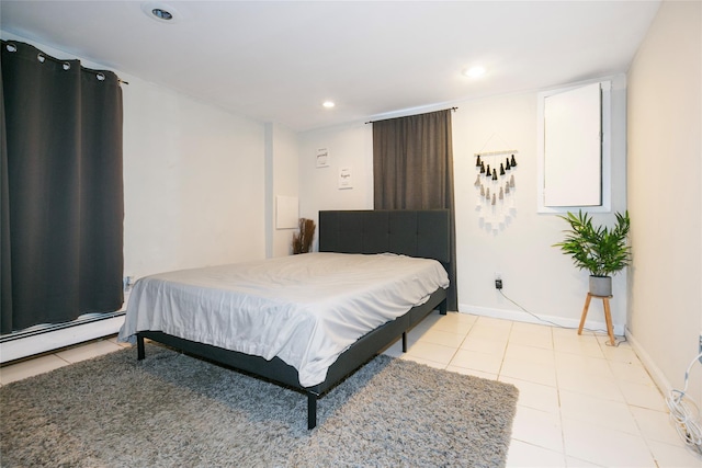 tiled bedroom with baseboard heating