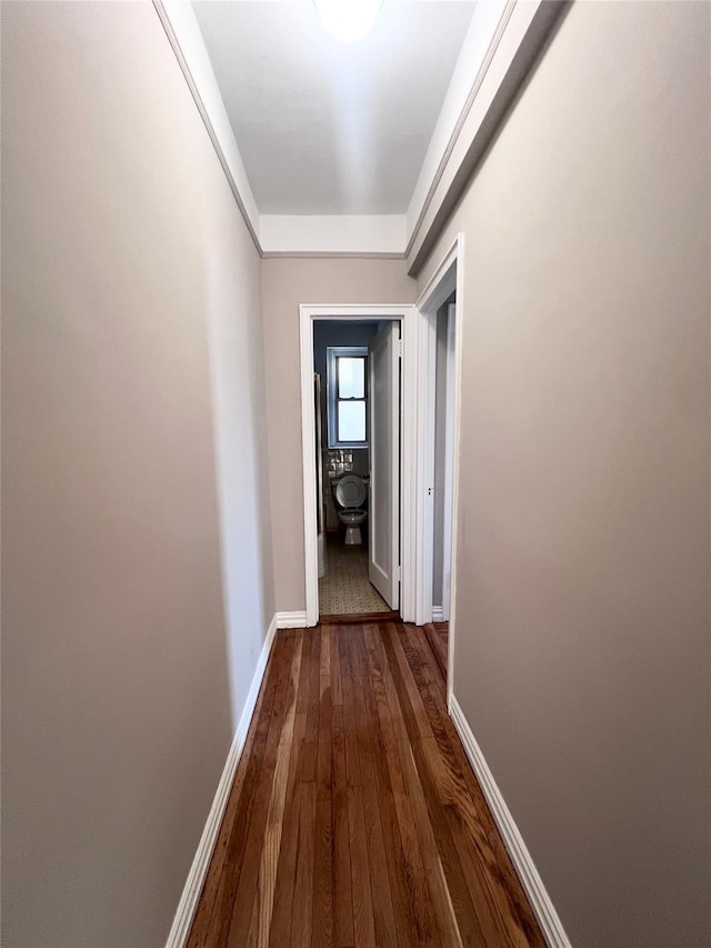 hall featuring dark hardwood / wood-style floors