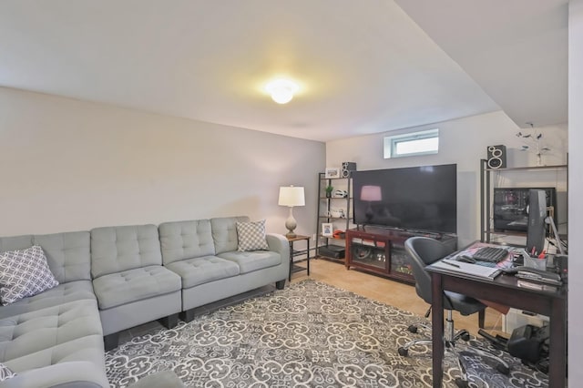 living room featuring carpet flooring