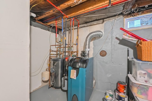 utility room with gas water heater