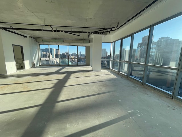 interior space with a balcony