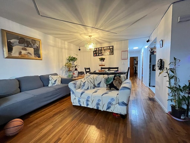 living room with hardwood / wood-style flooring