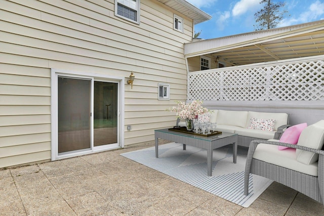 view of patio featuring an outdoor hangout area